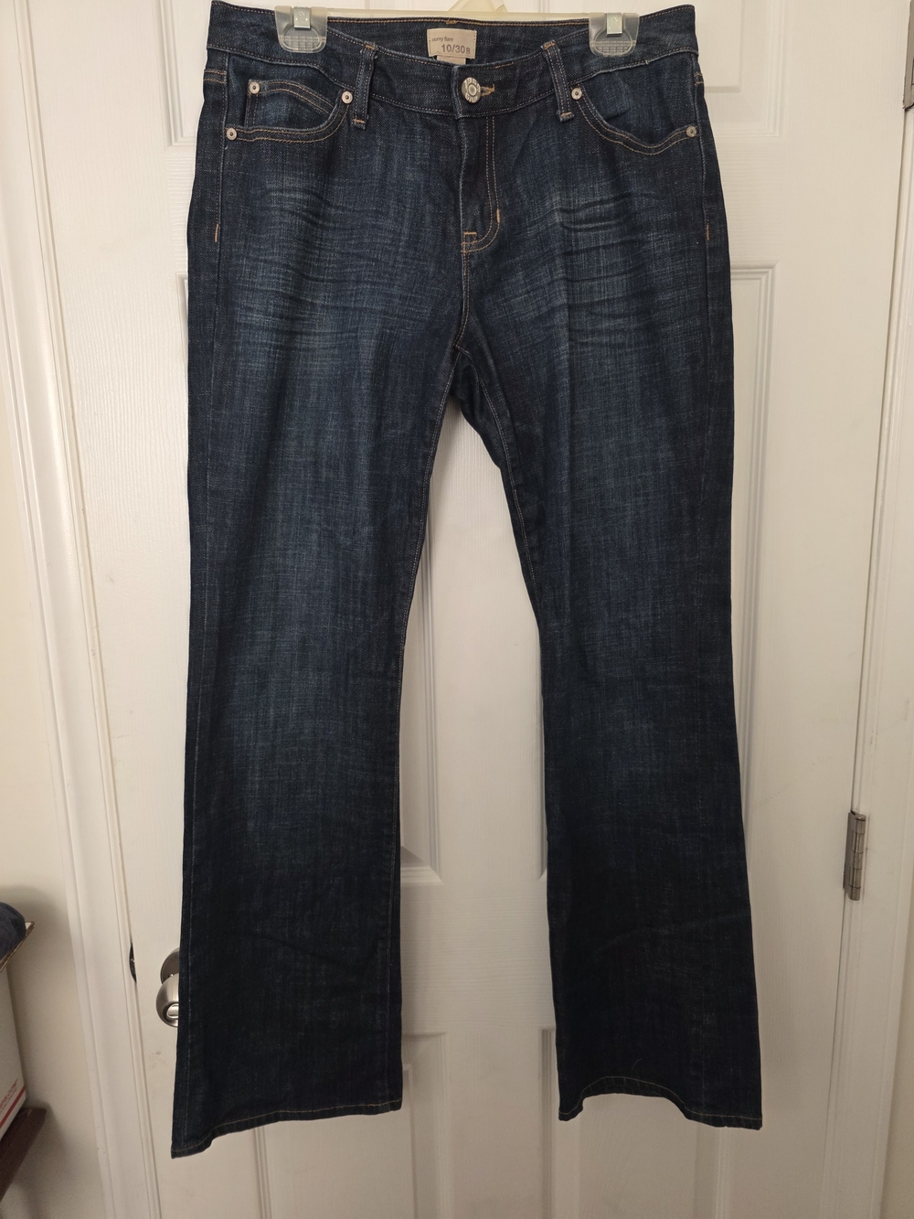 GAP 1969 Curvy Flare Jeans Size 10/30R Dark Wash Button Flap Pocket Denim